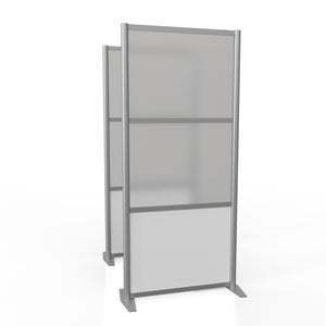 35" wide x 75" high Room Partition Desk Divider, White & Translucent Panels