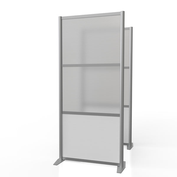 35" wide x 75" high Room Partition Desk Divider, White & Translucent Panels