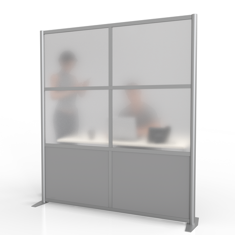 68" wide x 75" high Office Room Divider, Translucent Twin Wall & Gray Gloss Plexiglas Panels