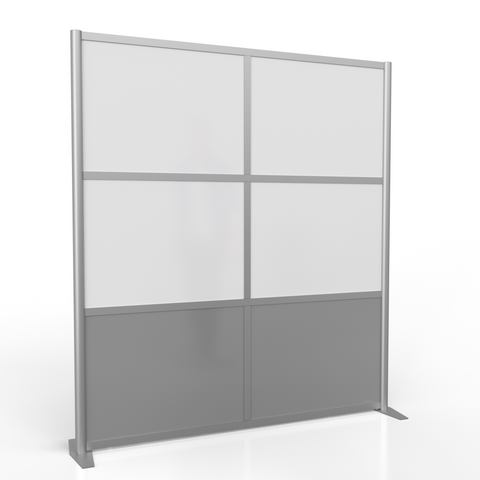 68" wide x 75" high Office Room Divider, White & Gray Gloss Panels