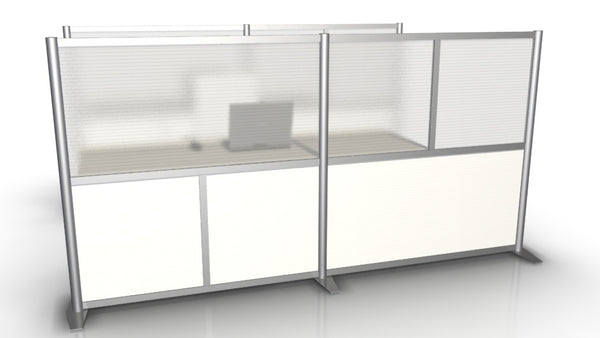 100" wide by 51" tall Modern Office Partition White & Translucent