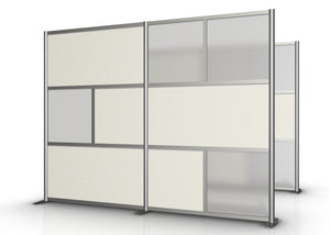 100" wide by 75" tall Modern Office Partition White & Translucent
