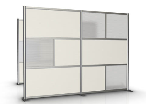 100" wide by 75" tall Modern Office Divider Wall, White & Translucent