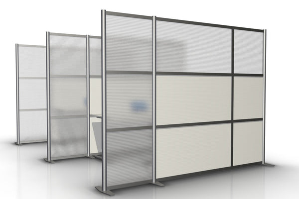 100" wide by 75" tall Modern Office Partition White & Translucent