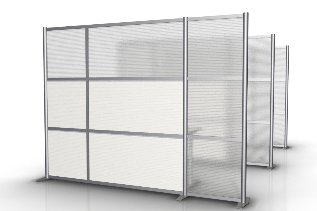 100" wide by 75" tall Modern Office Partition White & Translucent