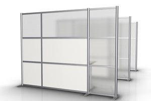 100" wide by 75" tall Modern Office Partition White & Translucent