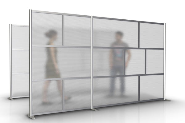 133" wide by 75" tall modern office room partition wall with translucent panels