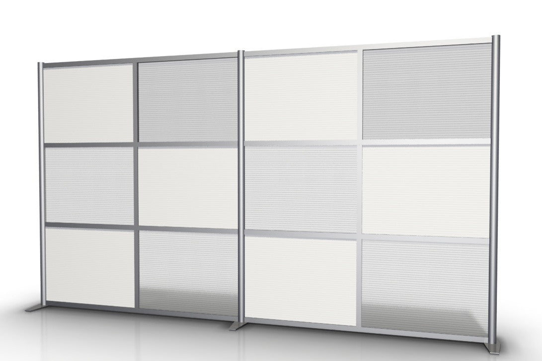 Modern Office Partition Wall - 133" x 75" High, White & Translucent Panels