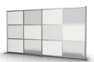 Modern Office Partition Wall - 133" x 75" High, White & Translucent Panels