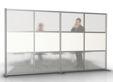 A modern room divider wall, measuring 133 inches in length and 75 inches in height, is available.