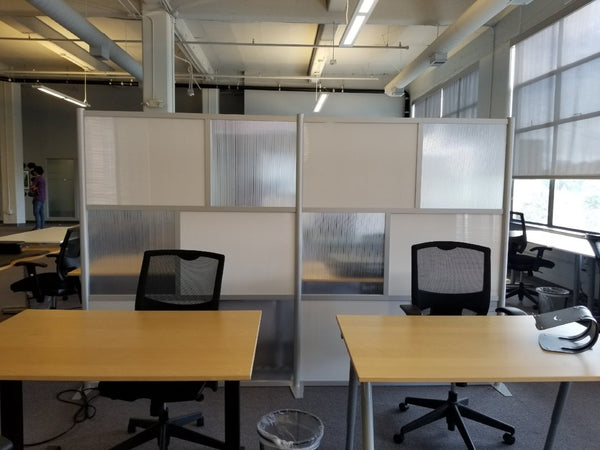 118" wide x 75" high Room Divider, Hammered & White Translucent Panels
