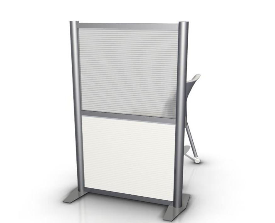 27" wide x 51" high White Opaque & Translucent Office Partition