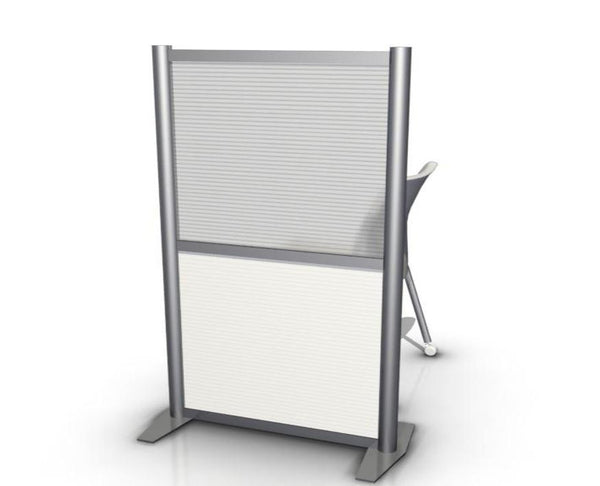 27" wide x 51" high White Opaque & Translucent Office Partition