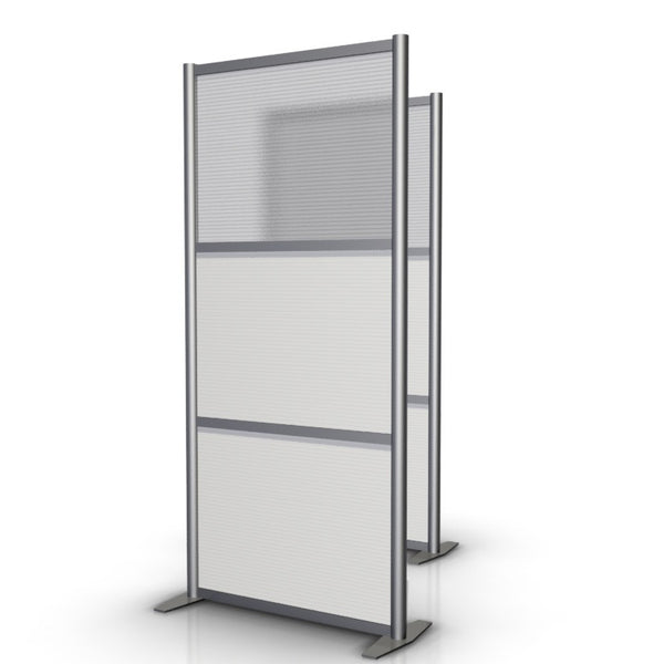 35" wide x 75" high Office Partition Desk Divider, White & Translucent Panels
