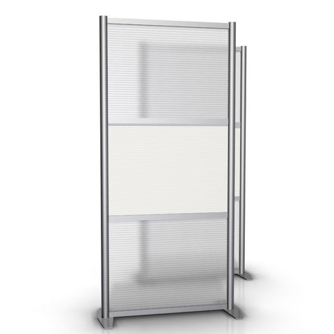 35" wide x 75" high Room Partition, White & Translucent Panels
