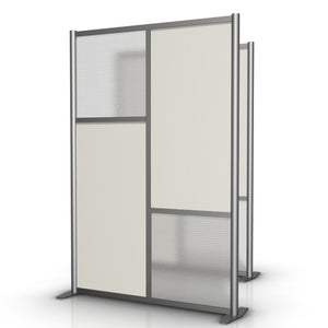 51" wide x 75" high Office Room Divider, White & Translucent Panels