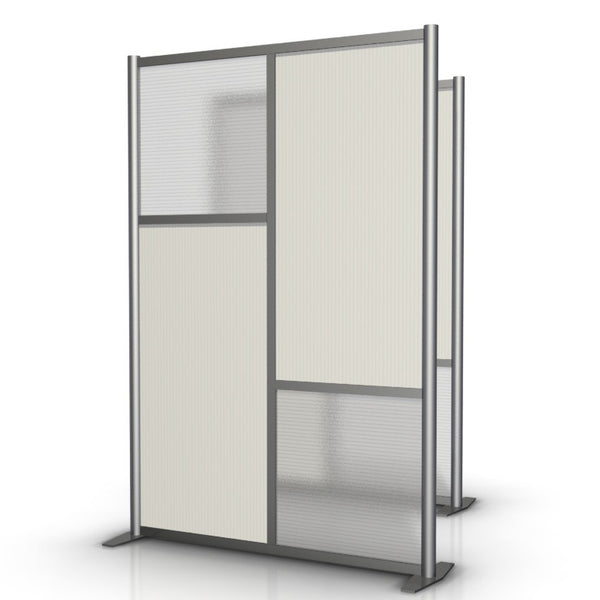 51" wide x 75" high Office Room Divider, White & Translucent Panels
