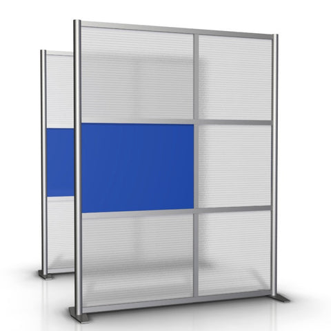 Office Partition 60" wide by 75" tall with  Blue & Translucent Panels