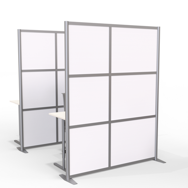Modern Modular Office Partition 60" wide x 75" height White Panels