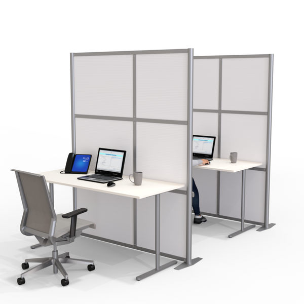 Modern Modular Office Partition 60" wide x 75" height White Panels