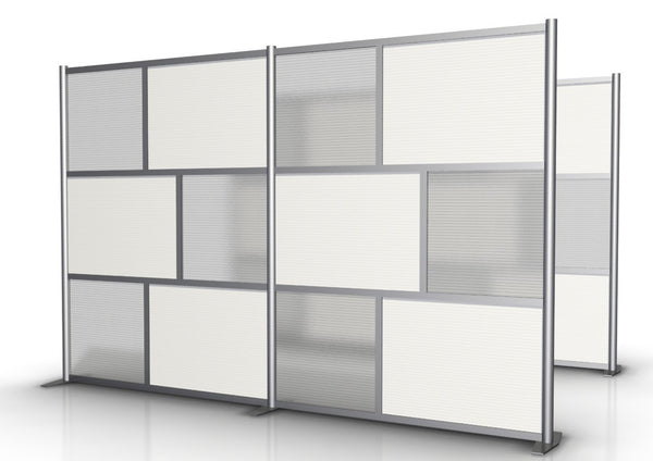 118" wide by 75" high Room Partition, White & Translucent Panels