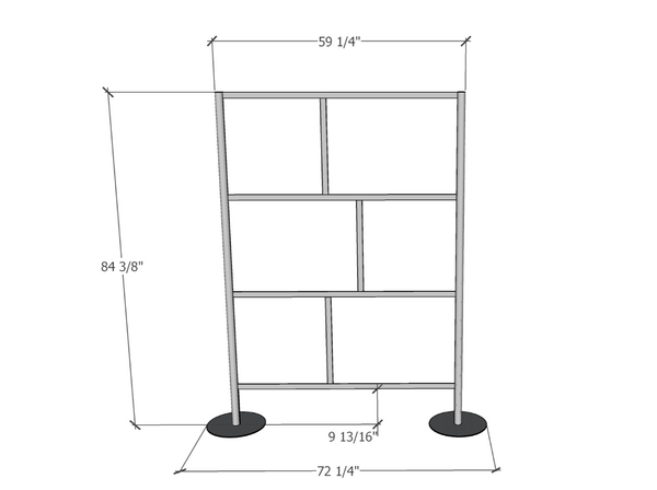 Dimensions for modern room partition for offices, healthcare, dental, restaurants and medical uses