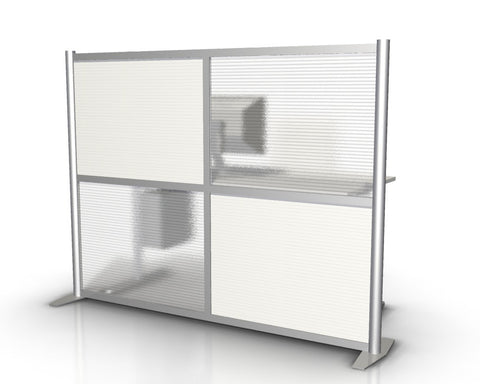 60" long by 51" tall modern office partition white & translucent panels