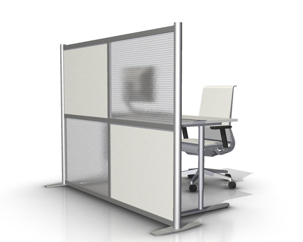 60" long by 51" tall modern office partition white & translucent panels
