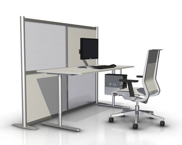 60" long by 51" tall modern office partition white & translucent panels