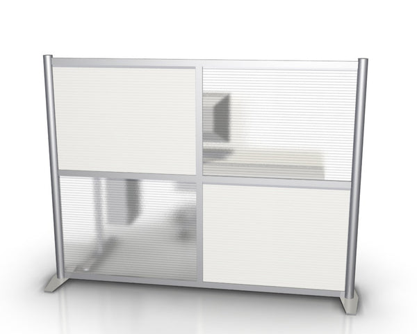 60" long by 51" tall modern office partition white & translucent panels