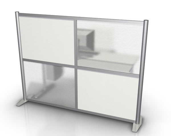 60" long by 51" tall modern office partition white & translucent panels