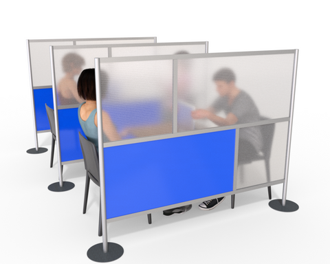 Room Divider Partition, Blue & Translucent 75" wide x 60" high