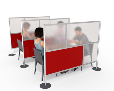 Room Divider Partition, Red & Translucent 75" wide x 60" high