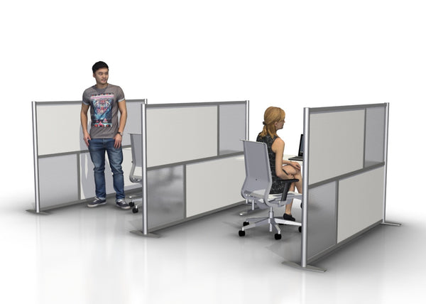 Freestanding room partition to divide medical and office spaces and as a patient privacy screen divider. A modular Medical Partition System for use in Hospitals & Healthcare Facilities, Orthodontics,  Orthodontist, Dental treatment rooms, doctor exam room privacy screen divider and portable room divider partition wall.