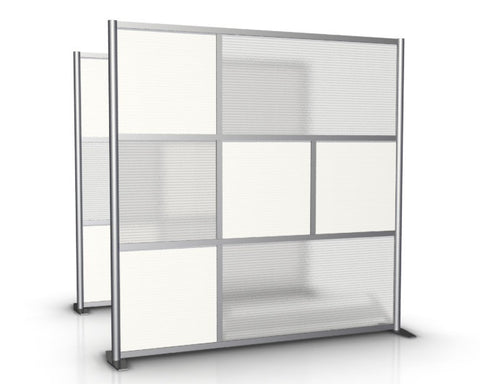 75" wide by 75" tall Office Partition with White & Translucent Panels