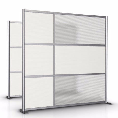 75" wide by 75" tall Office Partition with White & Translucent Panels