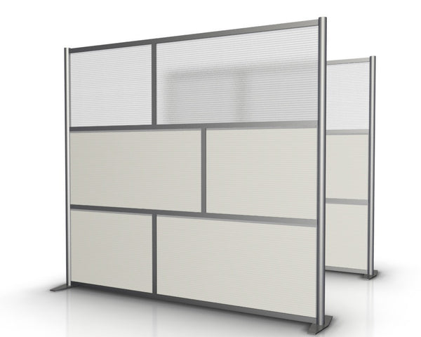 84" wide x 75" high Room Partition Model SW8475-2, White & Translucent Panels