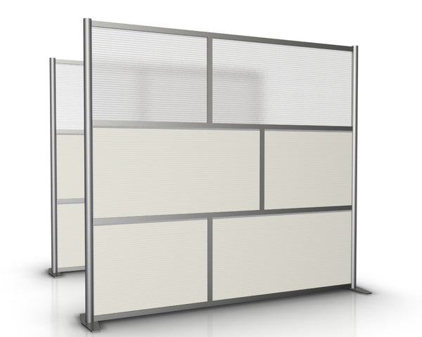 84" wide x 75" high Room Partition Model SW8475-2, White & Translucent Panels