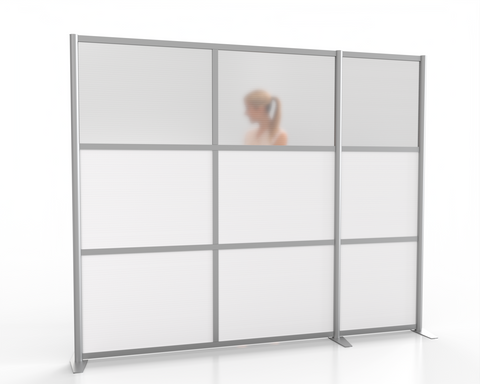 92" wide x 75" high Office Room Partition, White & Translucent SW9275-1A