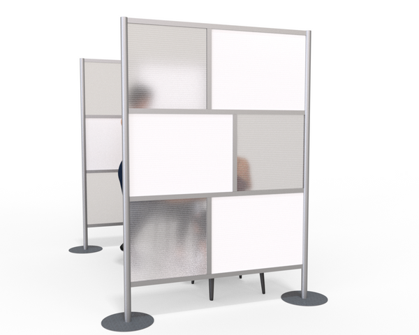 Modern Modular Office Partition 60" wide x 75" height White Panels