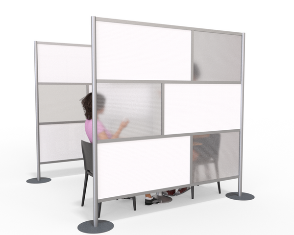 Modern Modular Office Partition 84" wide x 84" height White & Translucent Panels