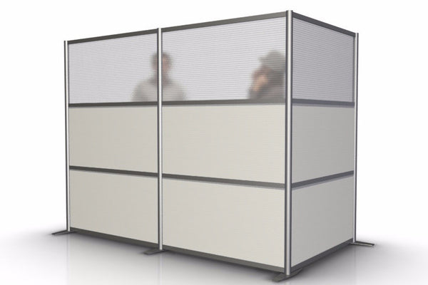 L-Shaped Office Room Partition - 100" x 51" x 75" High, White & Translucent
