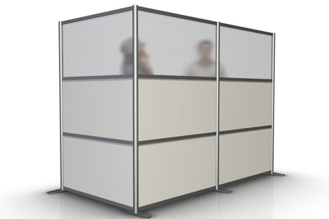 L-Shaped Office Room Partition - 100" x 51" x 75" High, White & Translucent