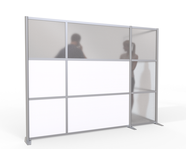 100"L x 51"W x 75" high -  L-Shaped Office Partition, White & Translucent Panels