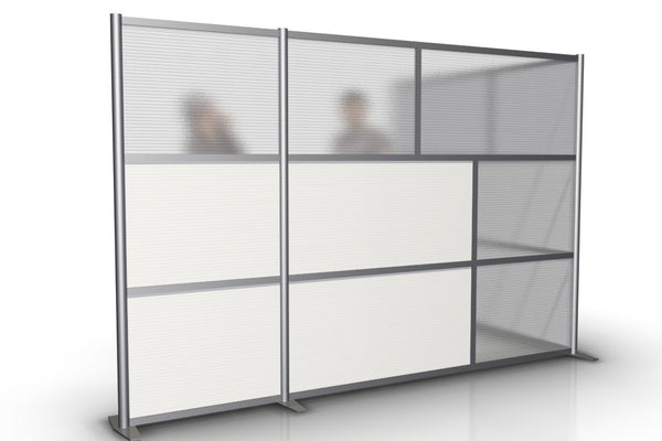 L-Shaped Modern Office Partition, 117" x 84" x 75" high. Modular Freestanding and Portable Room Dividers. Use for Office Partitions, Room Dividers, Home Office, Healthcare Partitions.