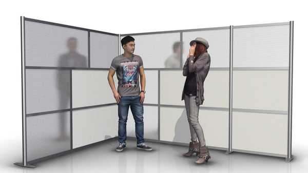 L-Shaped Modern Office Partition, 117" x 84" x 75" high
