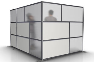 L-Shaped Office Partition, 117" x 84" x 75" high, for use as Modular Freestanding and Portable Room Dividers. Use for Office Partitions, Room Dividers, Home Office, Healthcare Partitions.
