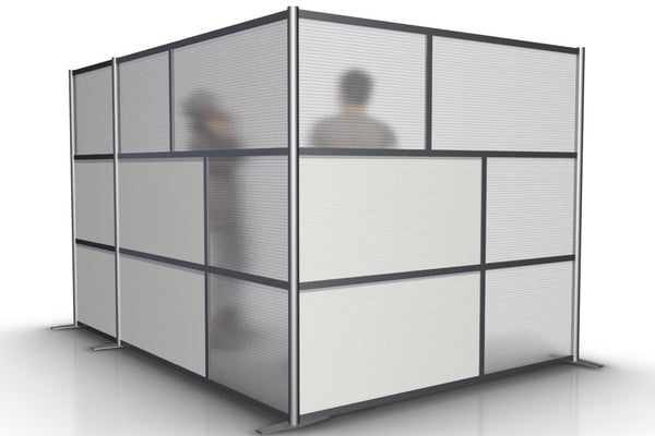 L-Shaped Office Partition, 117" x 84" x 75" high, for use as Modular Freestanding and Portable Room Dividers. Use for Office Partitions, Room Dividers, Home Office, Healthcare Partitions.