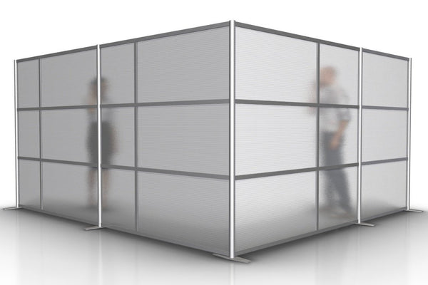 L-Shaped Office Partition - 148" x 133" x 75" High with Translucent Panels