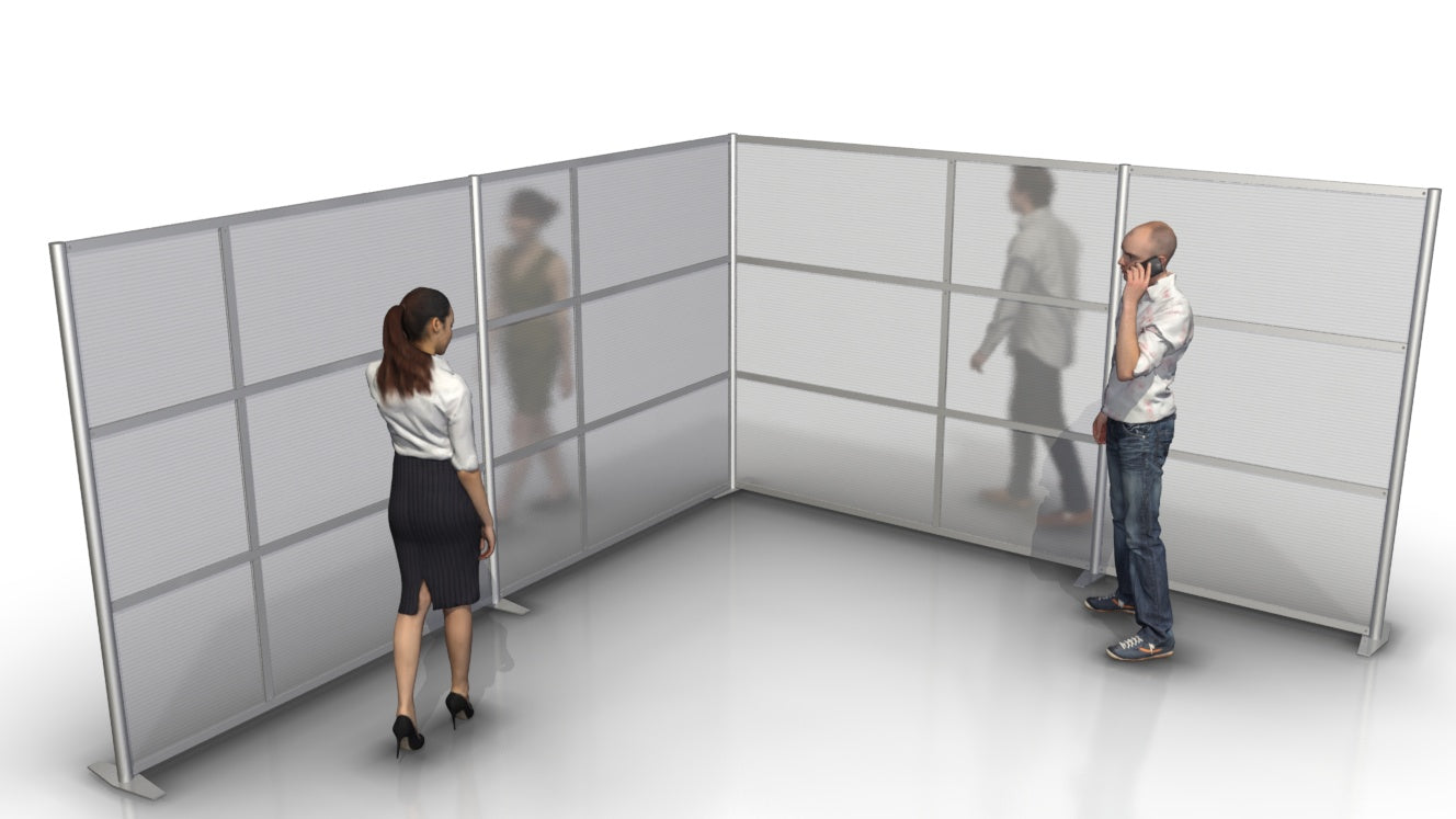 L-Shaped Office Partition - 148" x 133" x 75" High with Translucent Panels